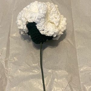 Crochet Handmade White Carnation